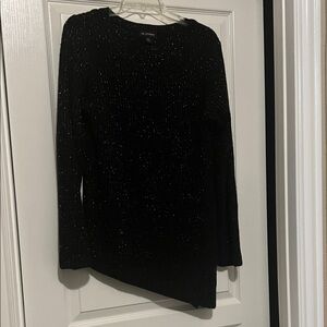 I.N. Studio Black Sparkly Asymmetrical Sweater